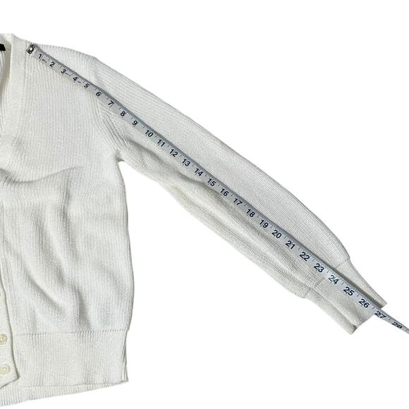J.Crew Women’s Shimmer Ribbed Wrap Cardigan Sweater Size Medium Ivory White NWOT - Picture 8 of 10